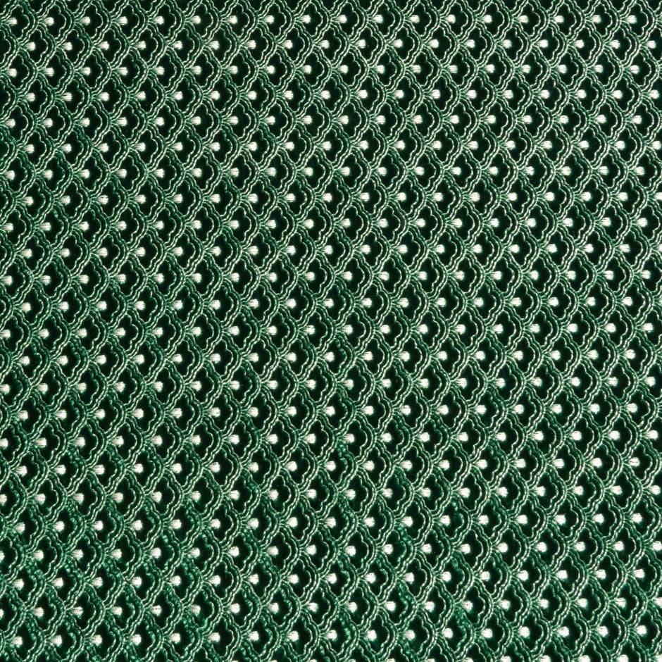 Silver 'Fan' Embroidered Dark Green Velvet