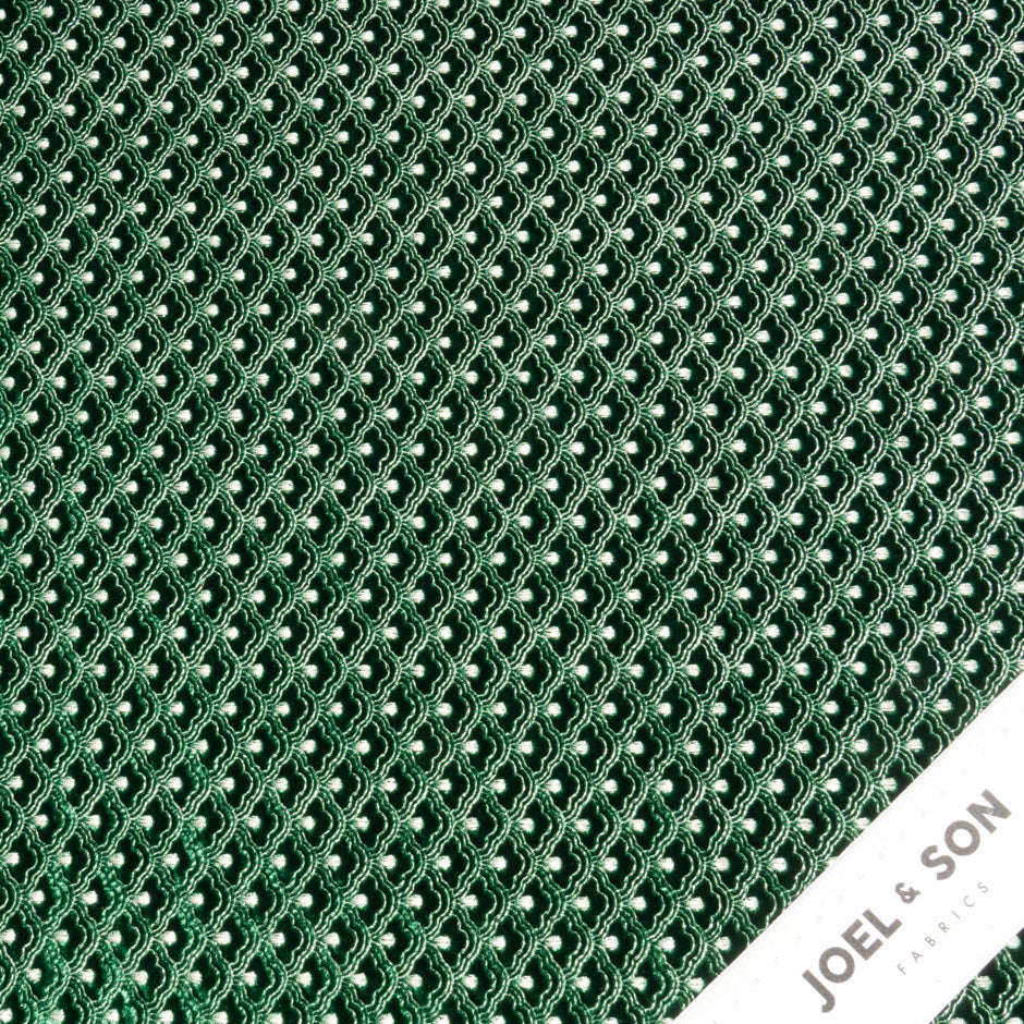 Silver 'Fan' Embroidered Dark Green Velvet
