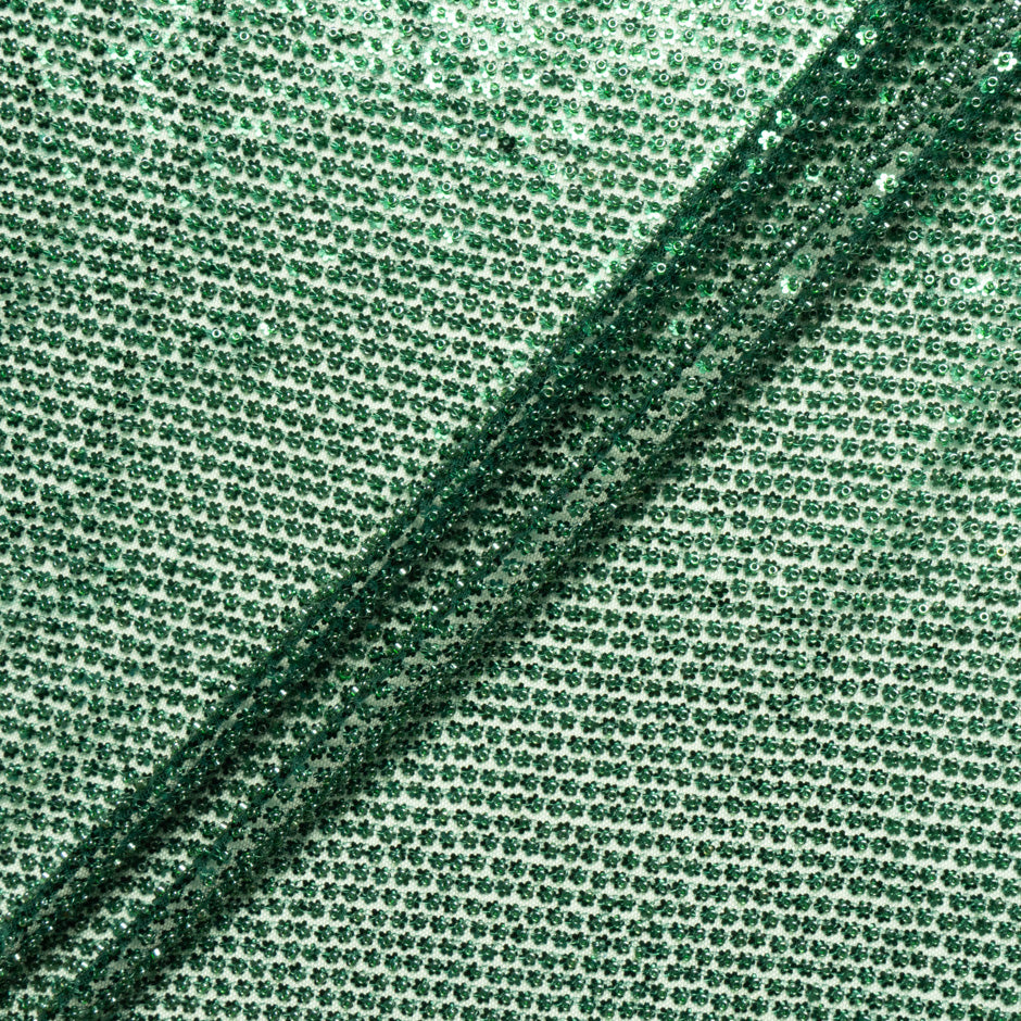 Emerald Green Floral Sequinned Tulle