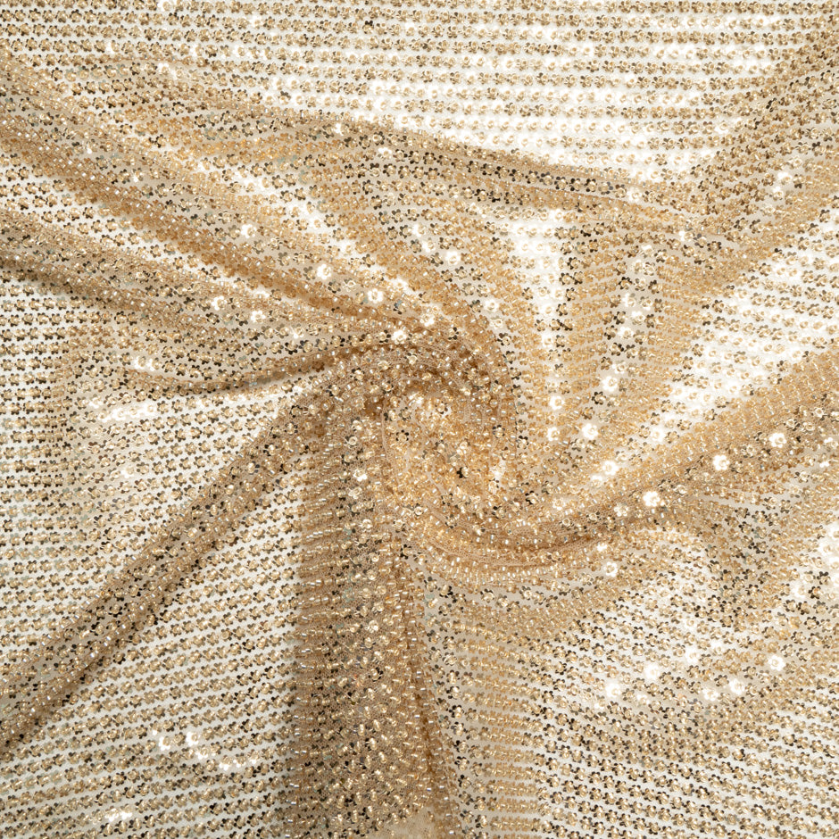 Rich Gold Floral Sequinned Tulle