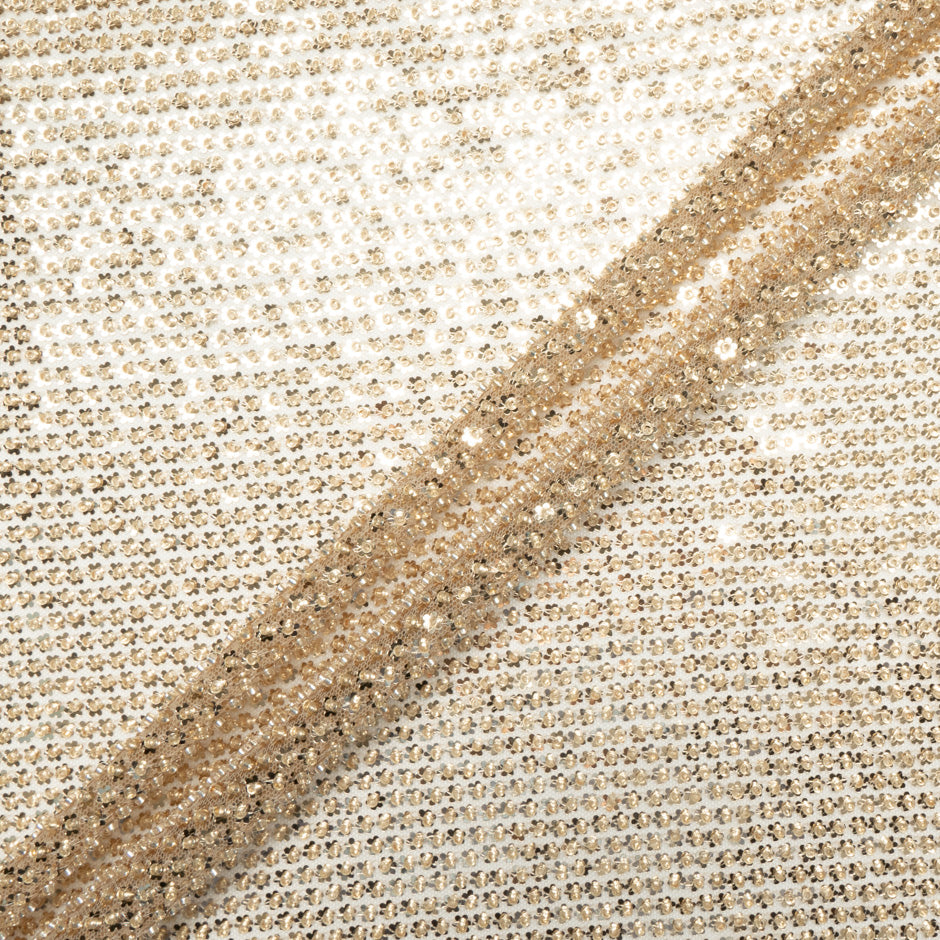 Rich Gold Floral Sequinned Tulle