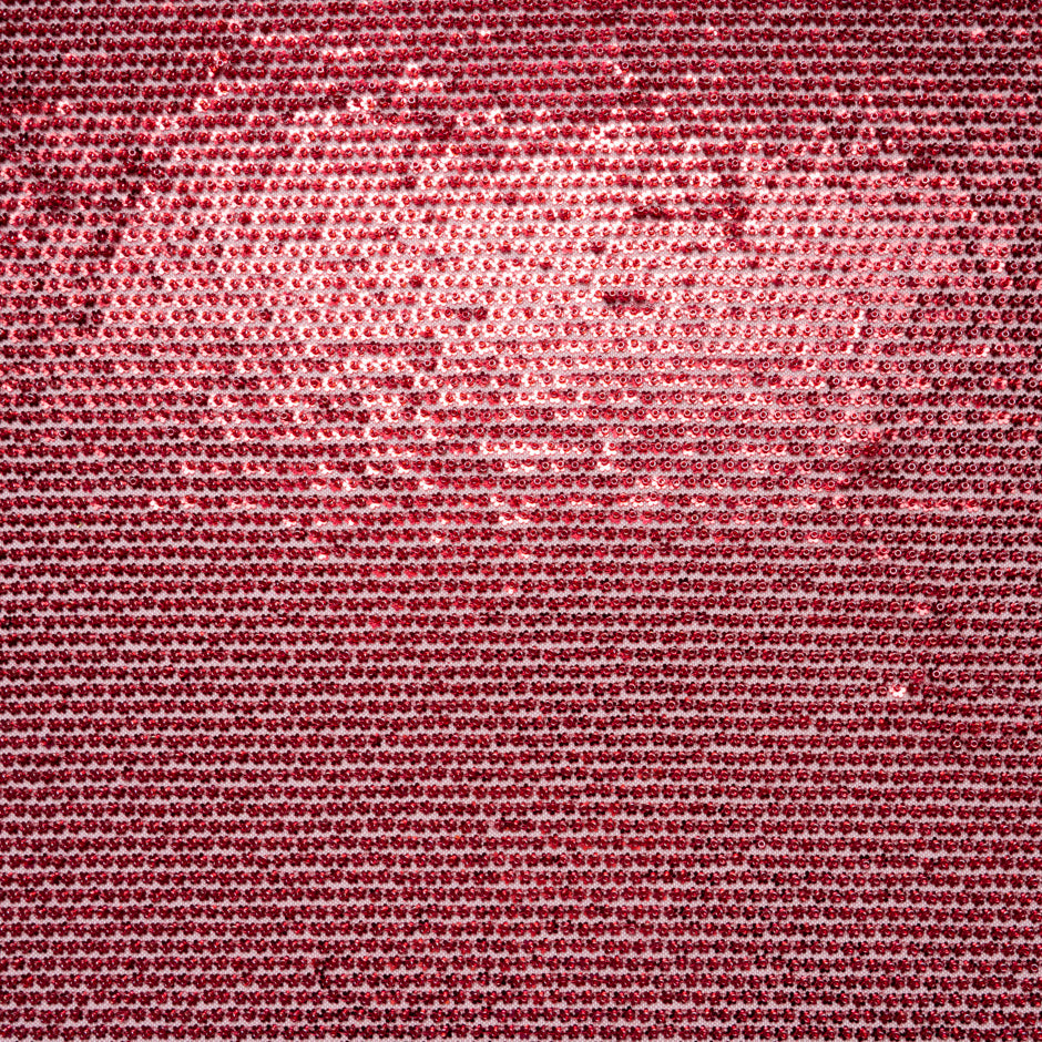 Cherry Red Floral Sequinned Tulle