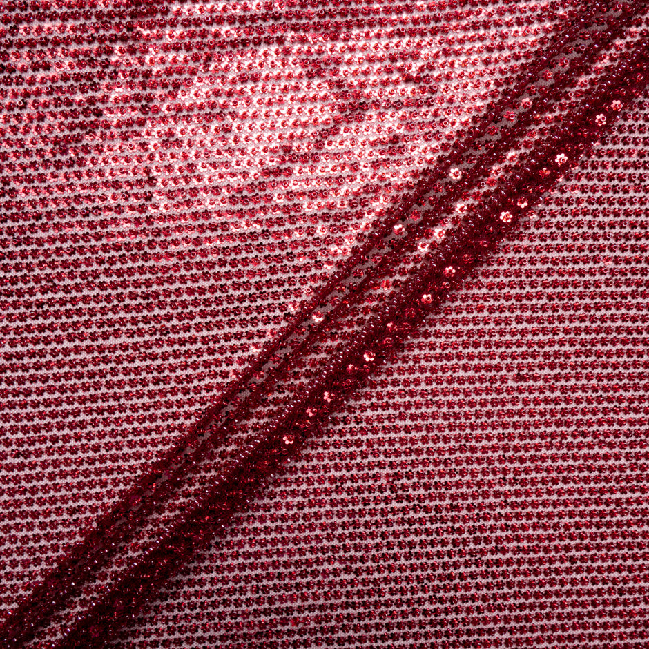 Cherry Red Floral Sequinned Tulle