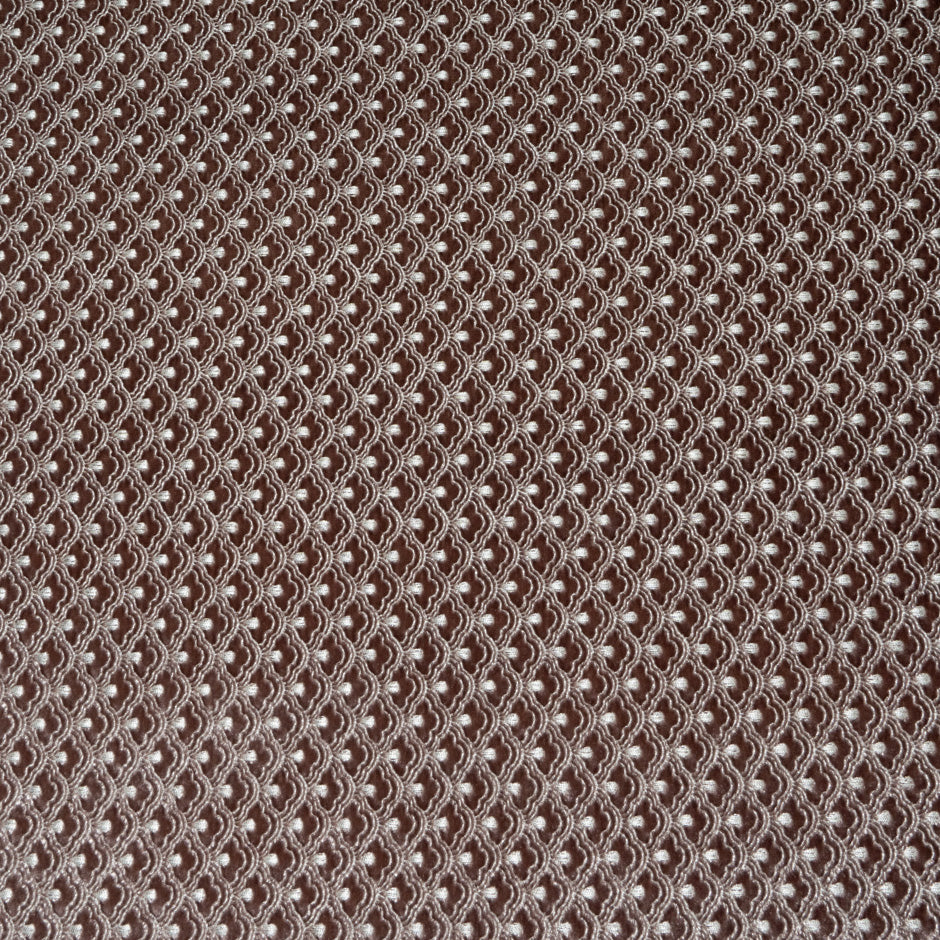 Silver 'Fan' Embroidered Rich Brown Velvet