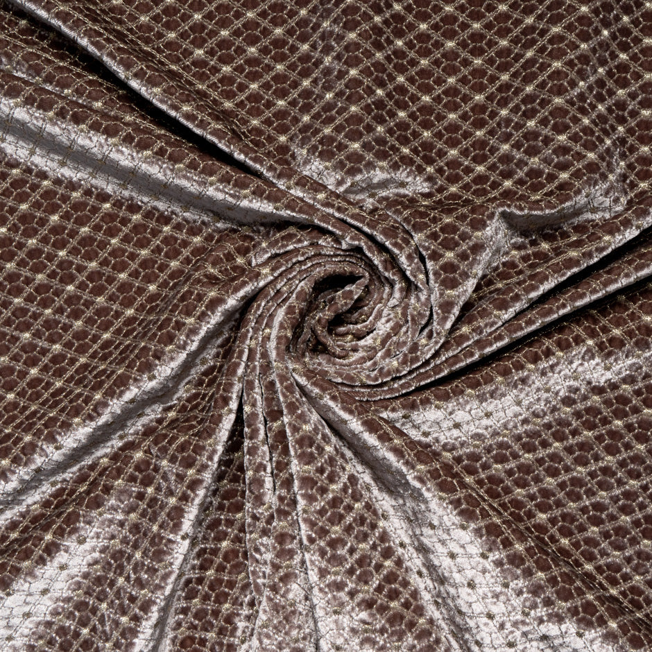 Geo Floral Embroidered Rich Brown Velvet