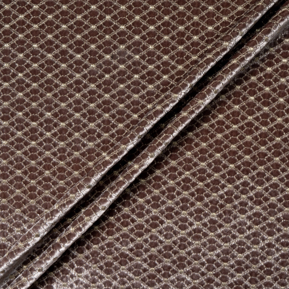 Geo Floral Embroidered Rich Brown Velvet