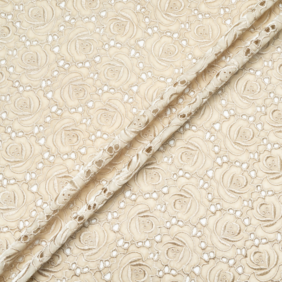 Rose Floral Embroidered Alabaster Velvet