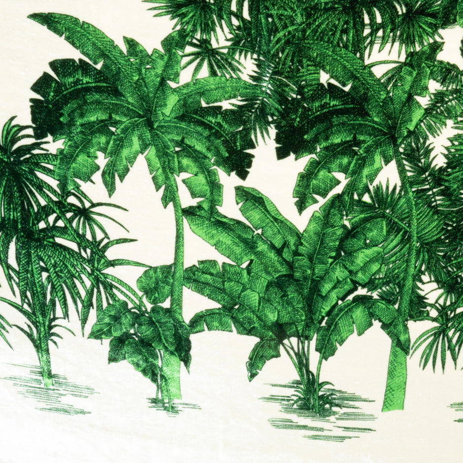 Emerald Green Palm Tree Printed Luxury Velvet