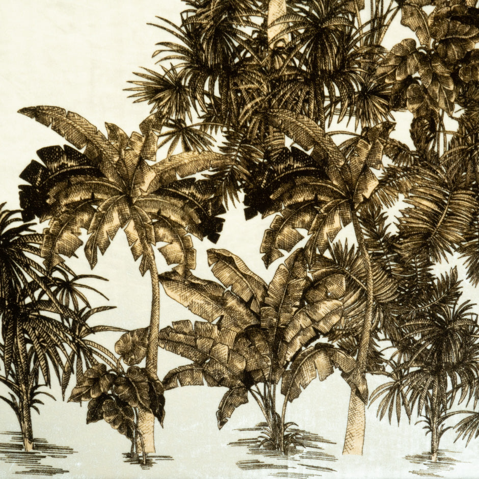 Brown Palm Tree Printed Luxury Velvet