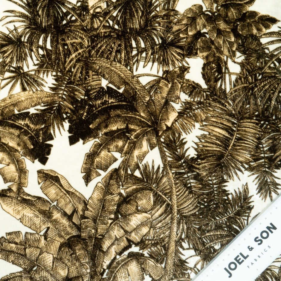 Brown Palm Tree Printed Luxury Velvet