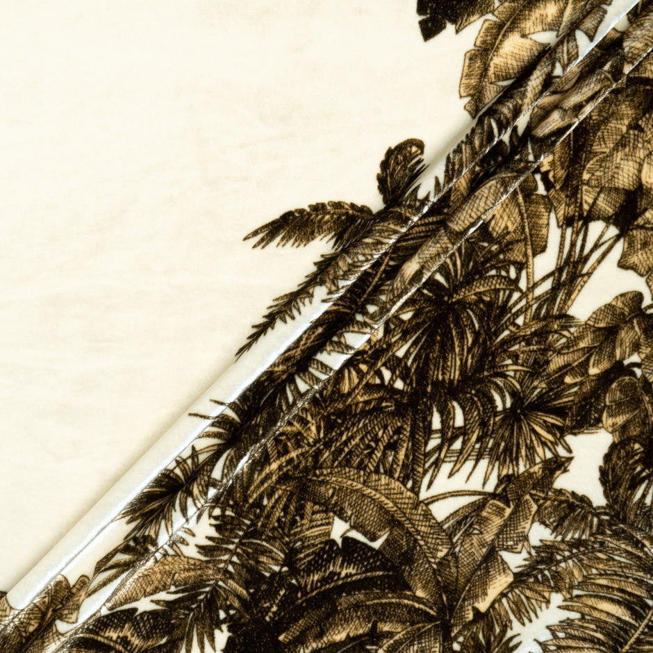 Brown Palm Tree Printed Luxury Velvet