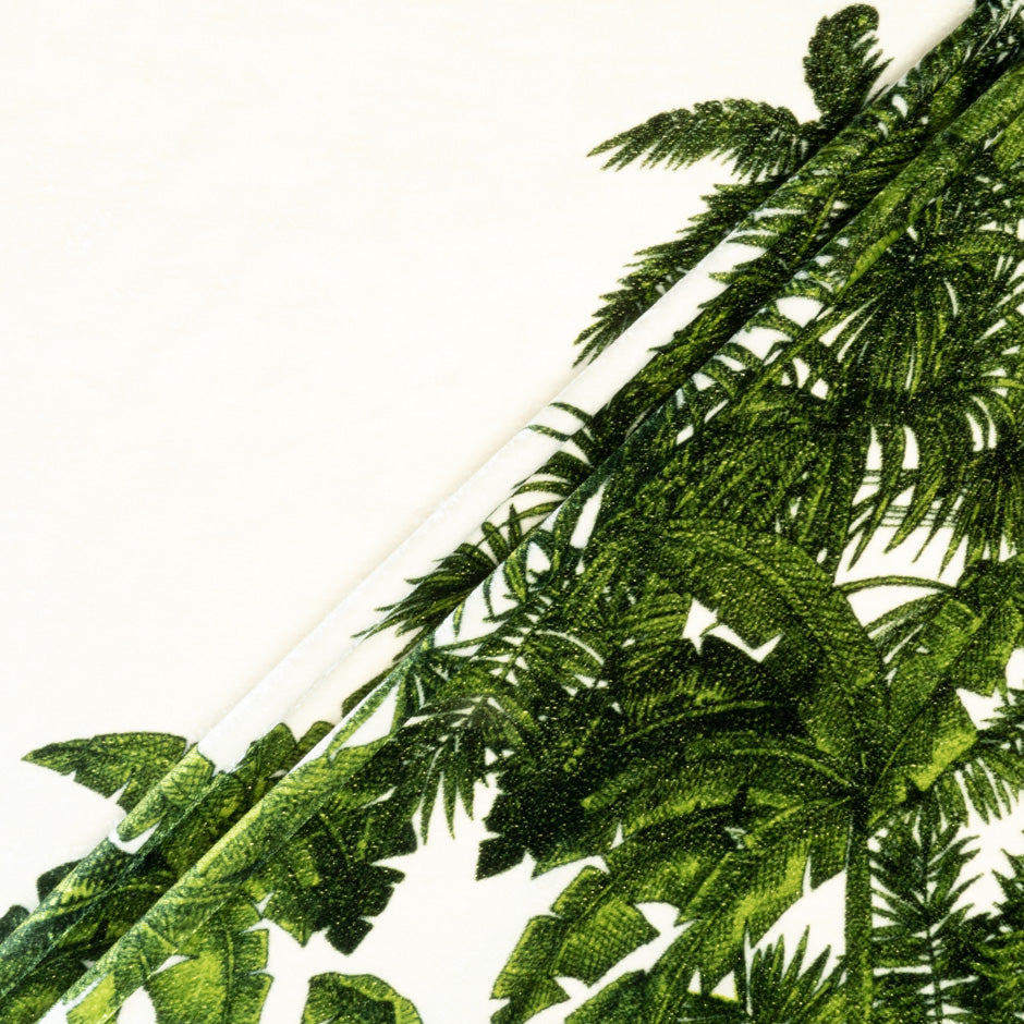 Green Palm Tree Printed Luxury Velvet
