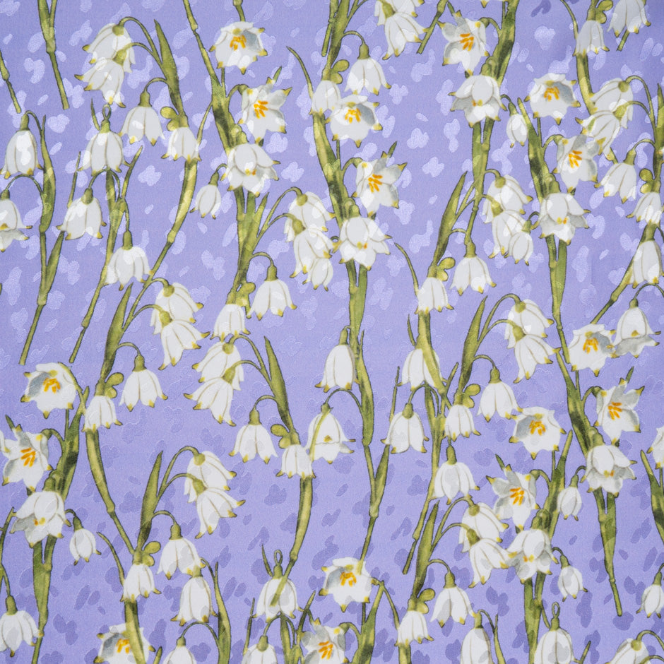 Lily of the Valley Printed Lavender Silk Jacquard