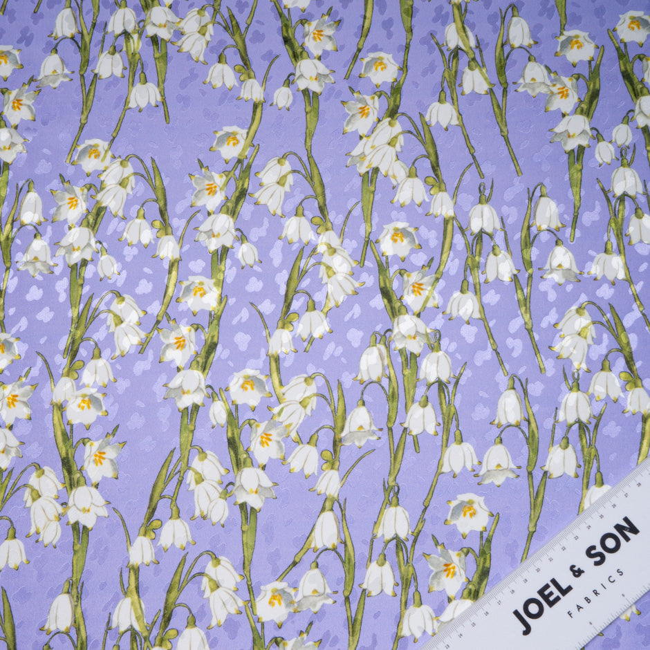 Lily of the Valley Printed Lavender Silk Jacquard