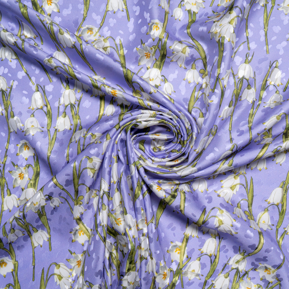 Lily of the Valley Printed Lavender Silk Jacquard