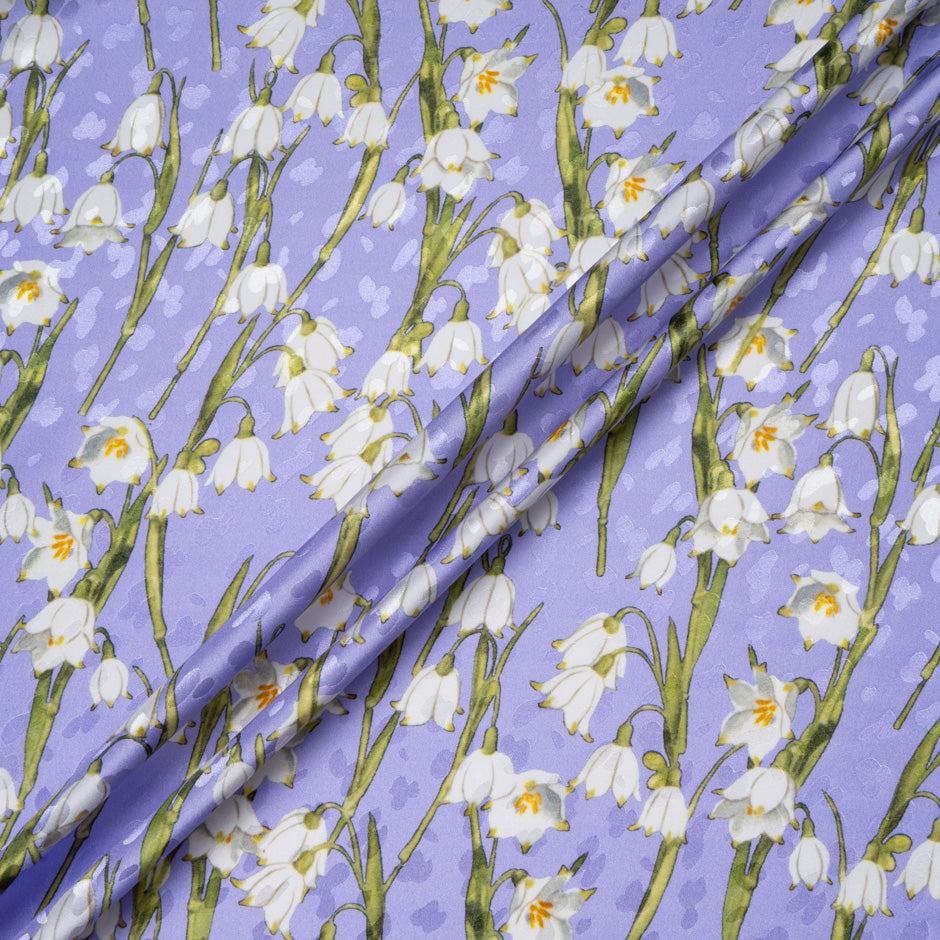 Lily of the Valley Printed Lavender Silk Jacquard