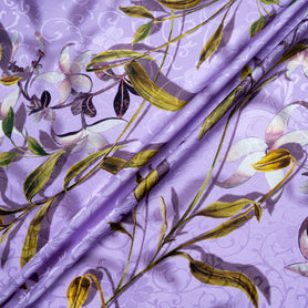Floral Printed Lavender Pure Silk Floral Jacquard