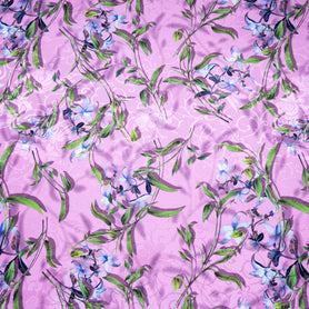 Floral Printed Pink Pure Silk Floral Jacquard