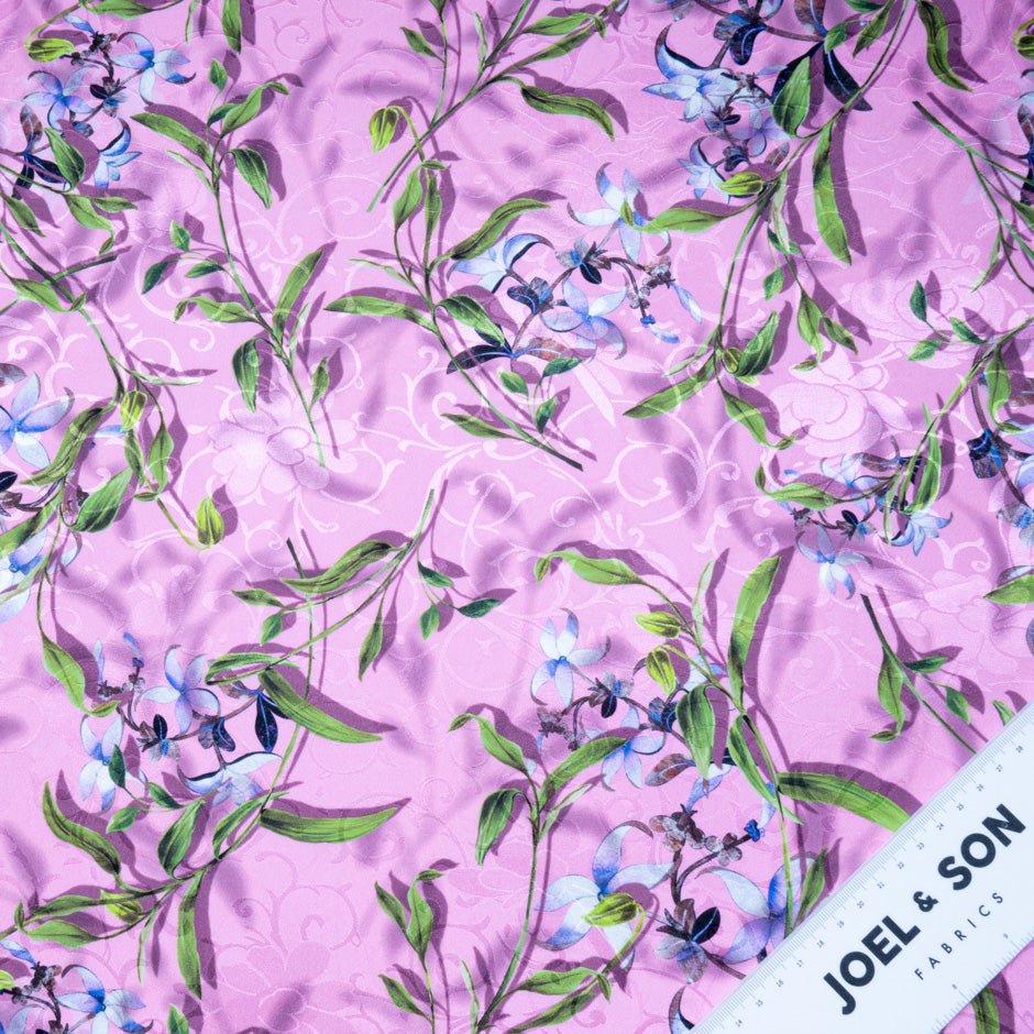 Floral Printed Pink Pure Silk Floral Jacquard