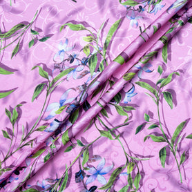 Floral Printed Pink Pure Silk Floral Jacquard