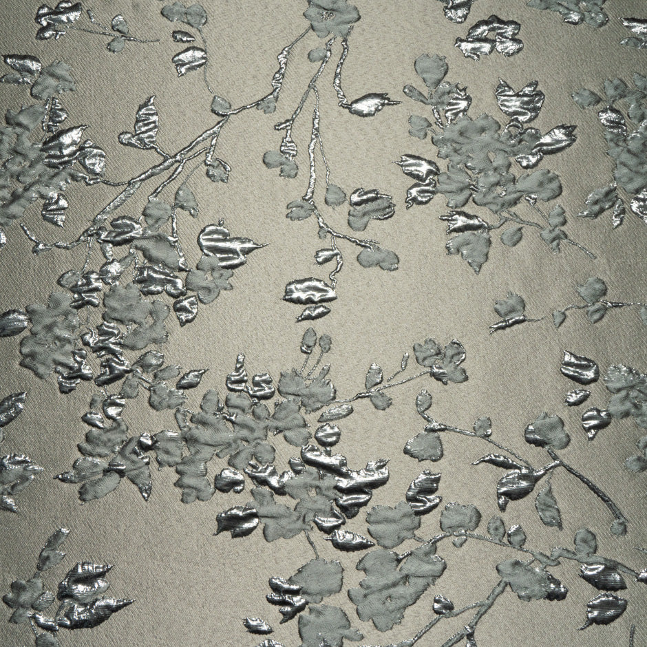 Olive Green Metallic Floral Cloqué