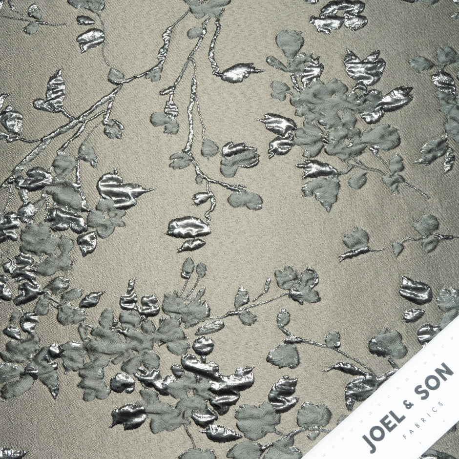 Olive Green Metallic Floral Cloqué