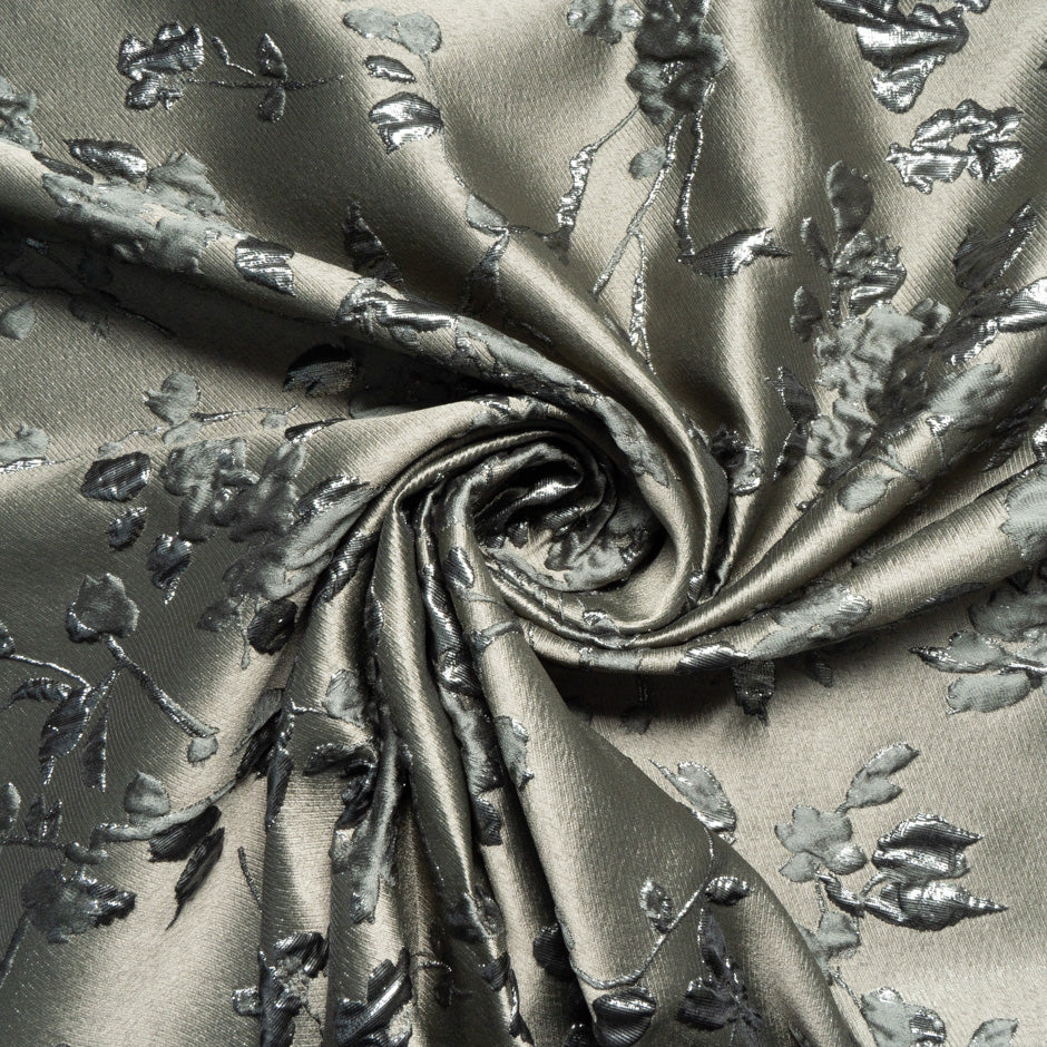 Olive Green Metallic Floral Cloqué