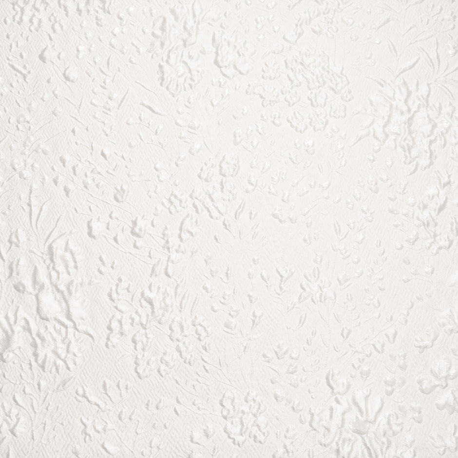 White Silk Blend Floral Cloqué