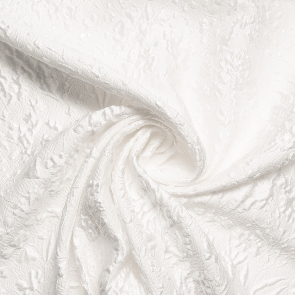 White Silk Blend Floral Cloqué