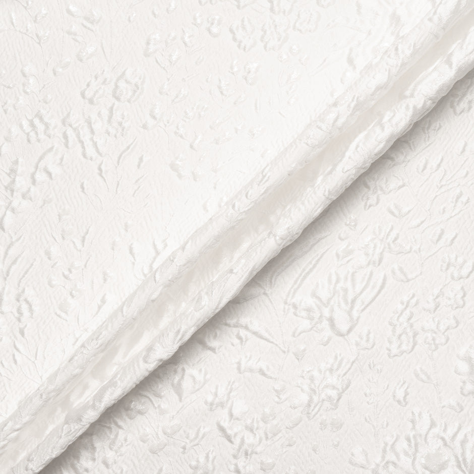 White Silk Blend Floral Cloqué