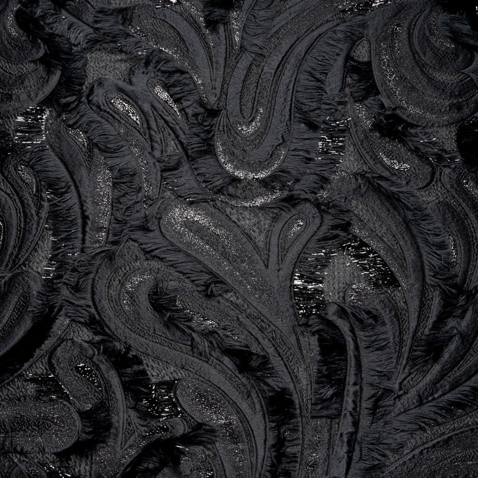 Black Metallic Jacquard Organza Cloqué