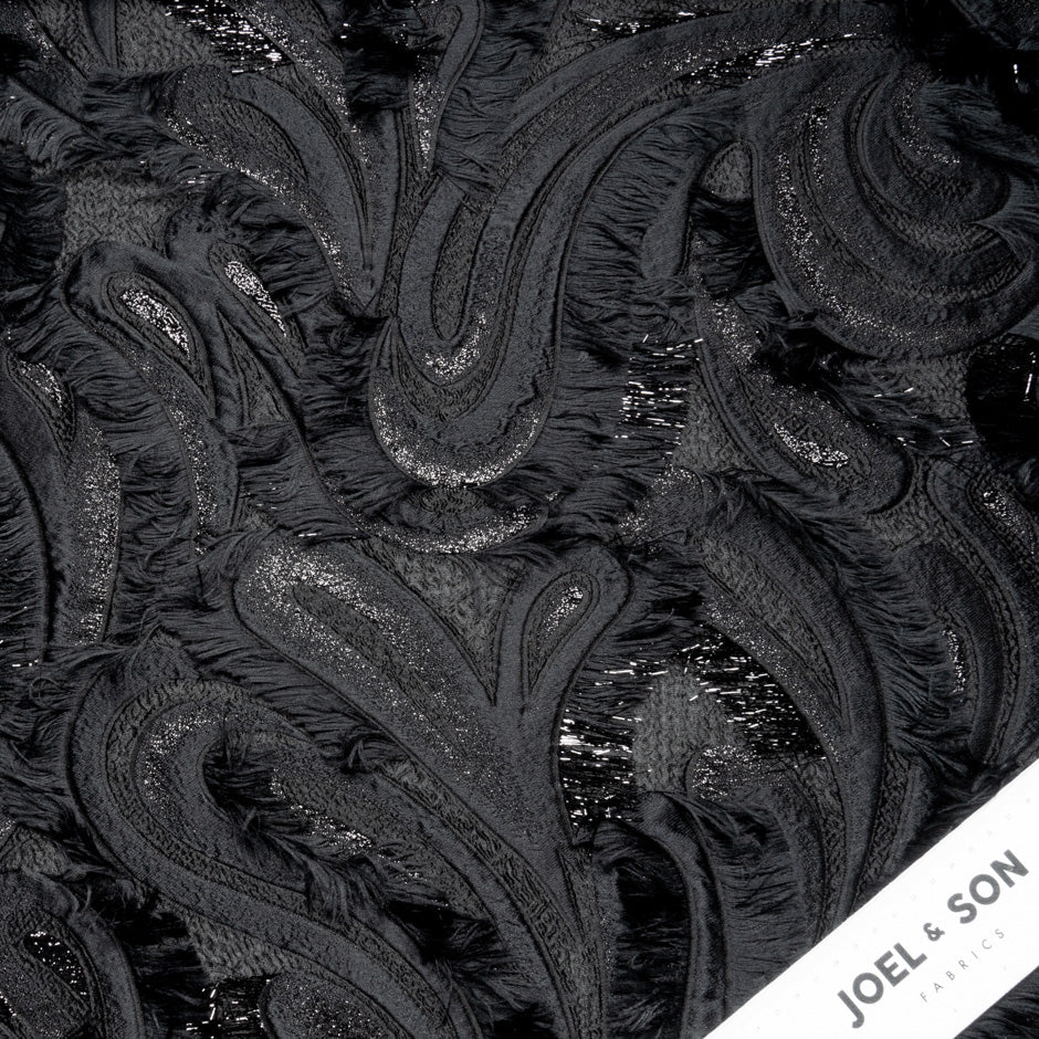 Black Metallic Jacquard Organza Cloqué