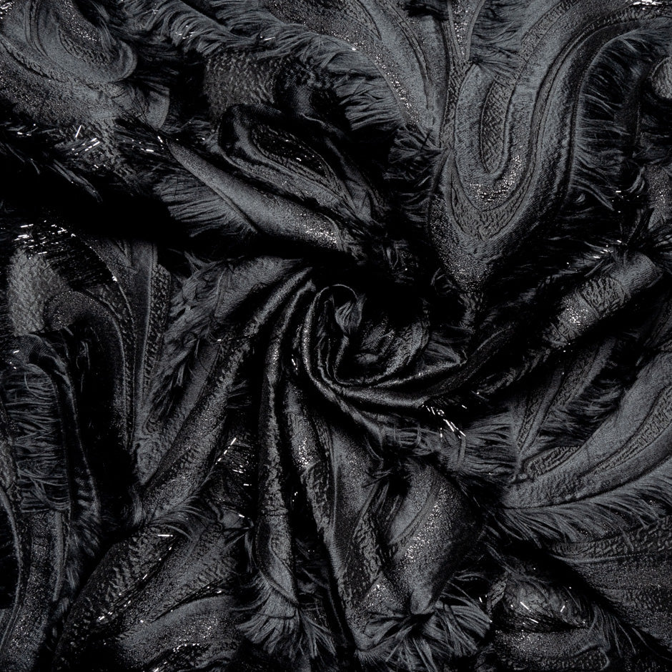 Black Metallic Jacquard Organza Cloqué
