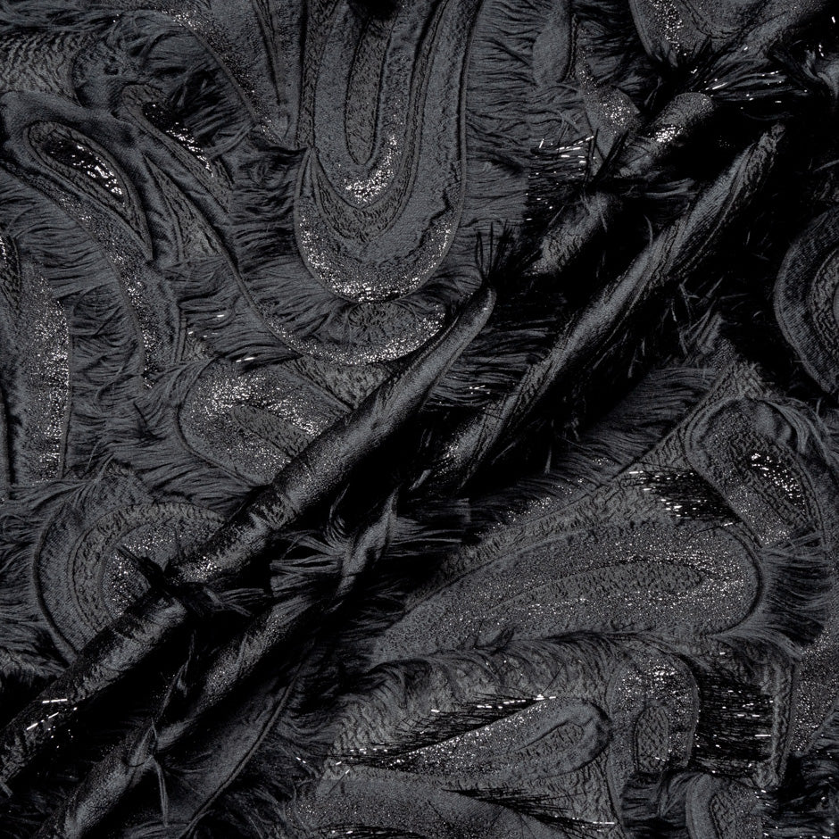 Black Metallic Jacquard Organza Cloqué