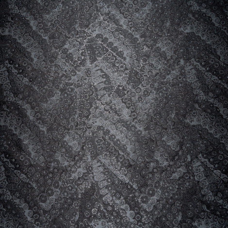 Dark Grey Metallic 'Swirl' Jacquard Brocade