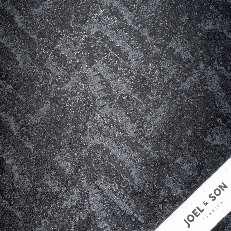 Dark Grey Metallic 'Swirl' Jacquard Brocade