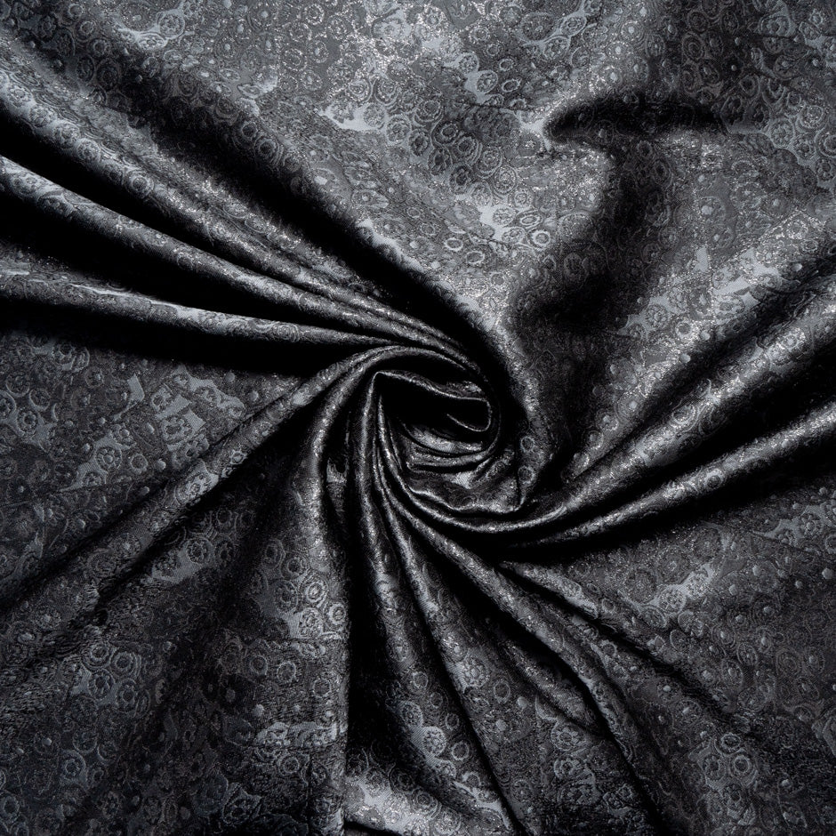 Dark Grey Metallic 'Swirl' Jacquard Brocade