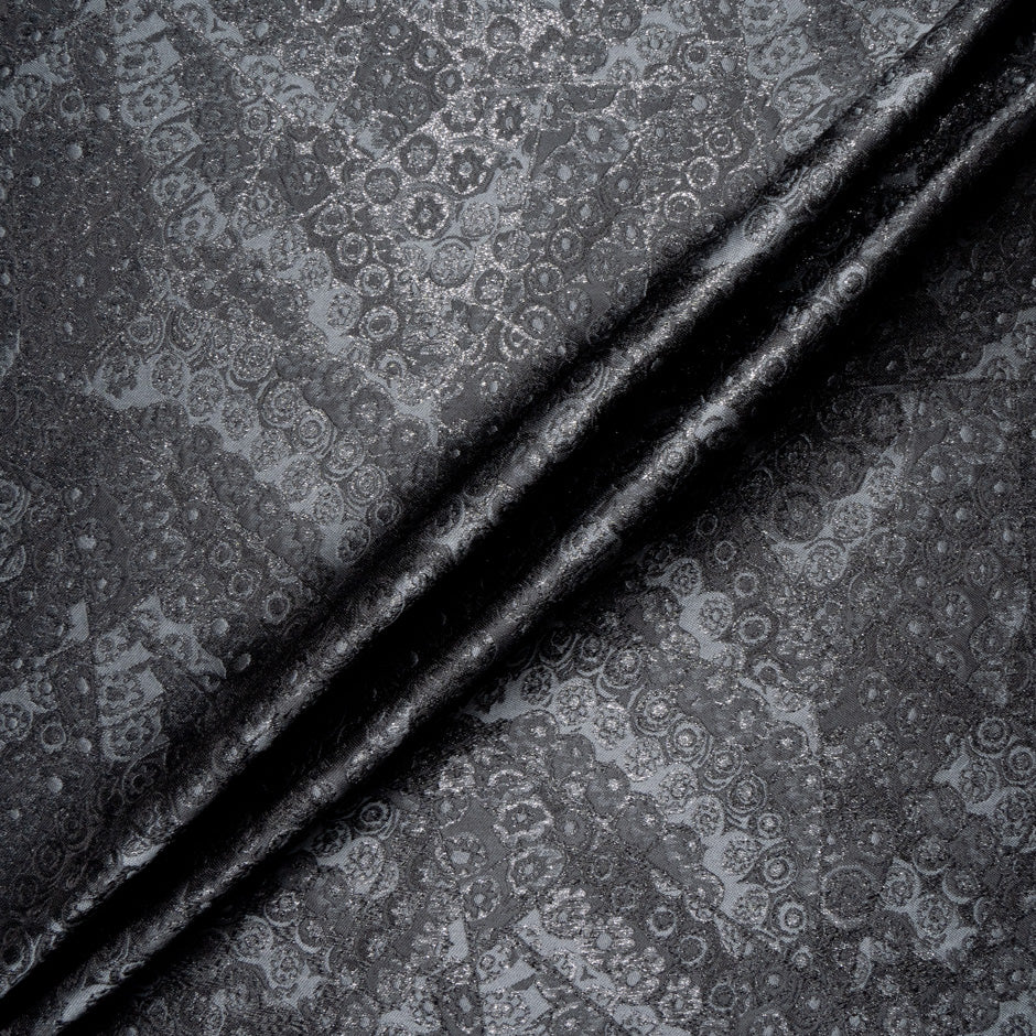 Dark Grey Metallic 'Swirl' Jacquard Brocade