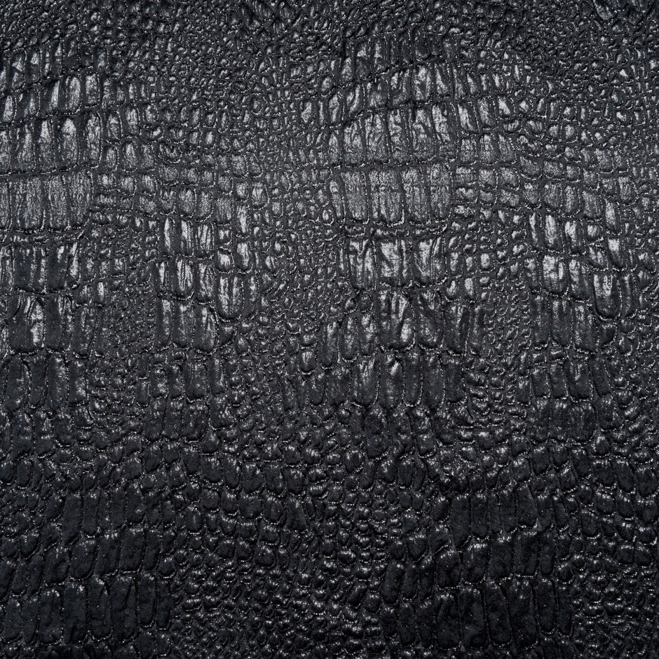 Black Metallic 'Mock Croc' Cloqué