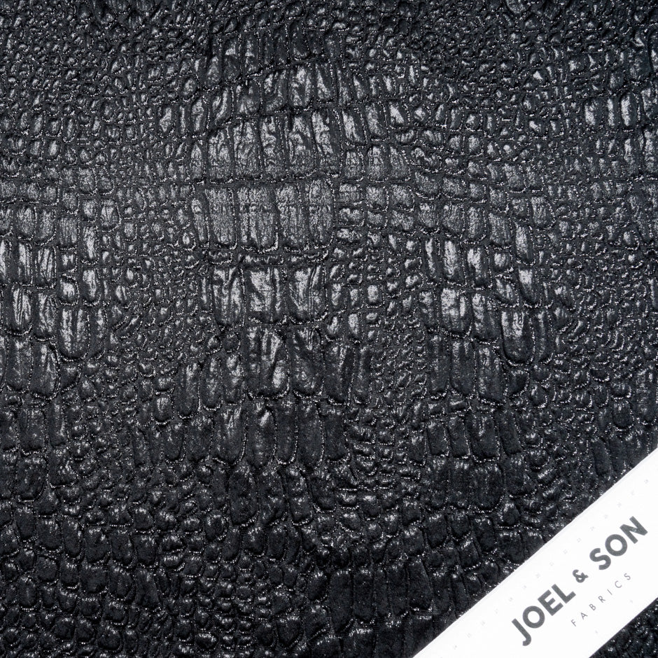 Black Metallic 'Mock Croc' Cloqué