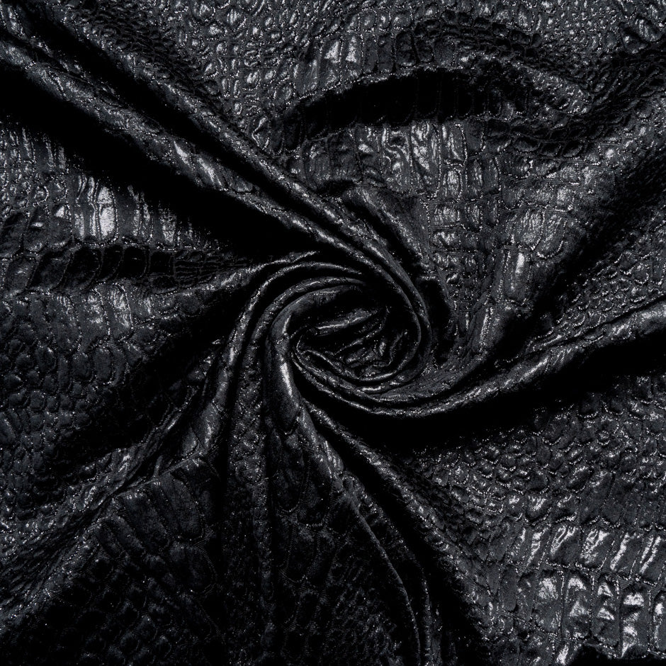 Black Metallic 'Mock Croc' Cloqué