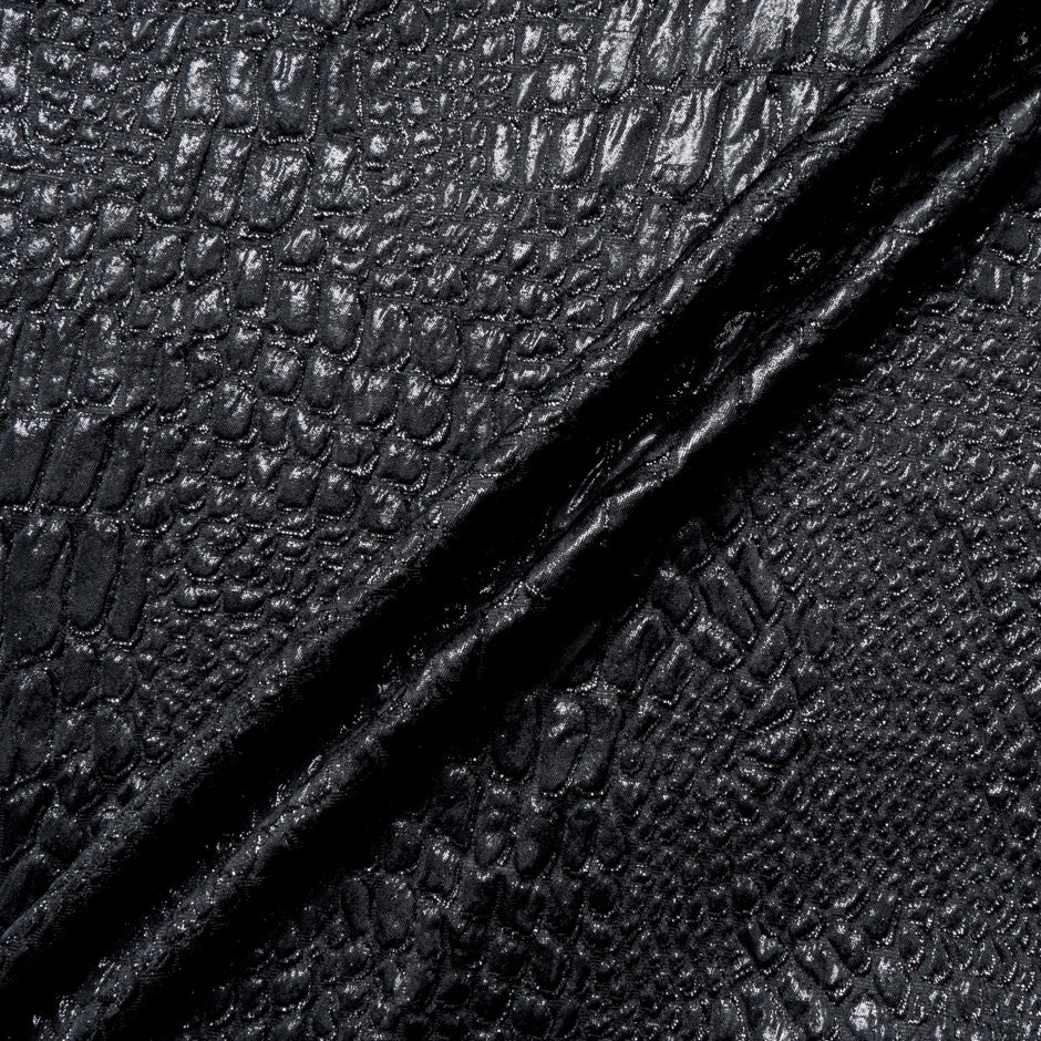 Black Metallic 'Mock Croc' Cloqué
