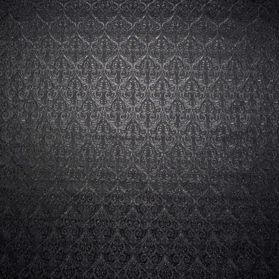 Black Metallic Geometric Jacquard Brocade