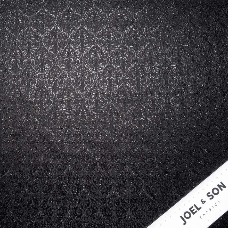 Black Metallic Geometric Jacquard Brocade