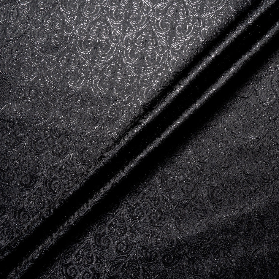 Black Metallic Geometric Jacquard Brocade