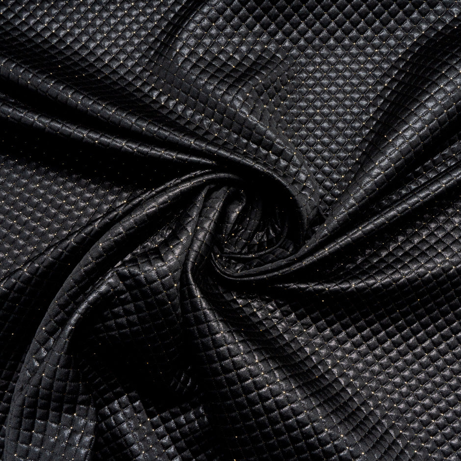 Black & Gold Metallic 'Waffle' Cloqué