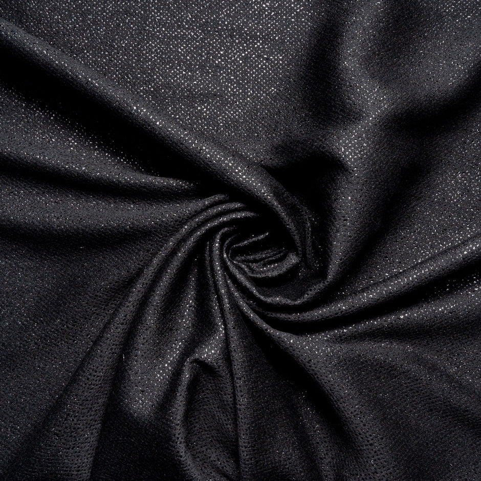 Black Metallic Spotted Jacquard Brocade