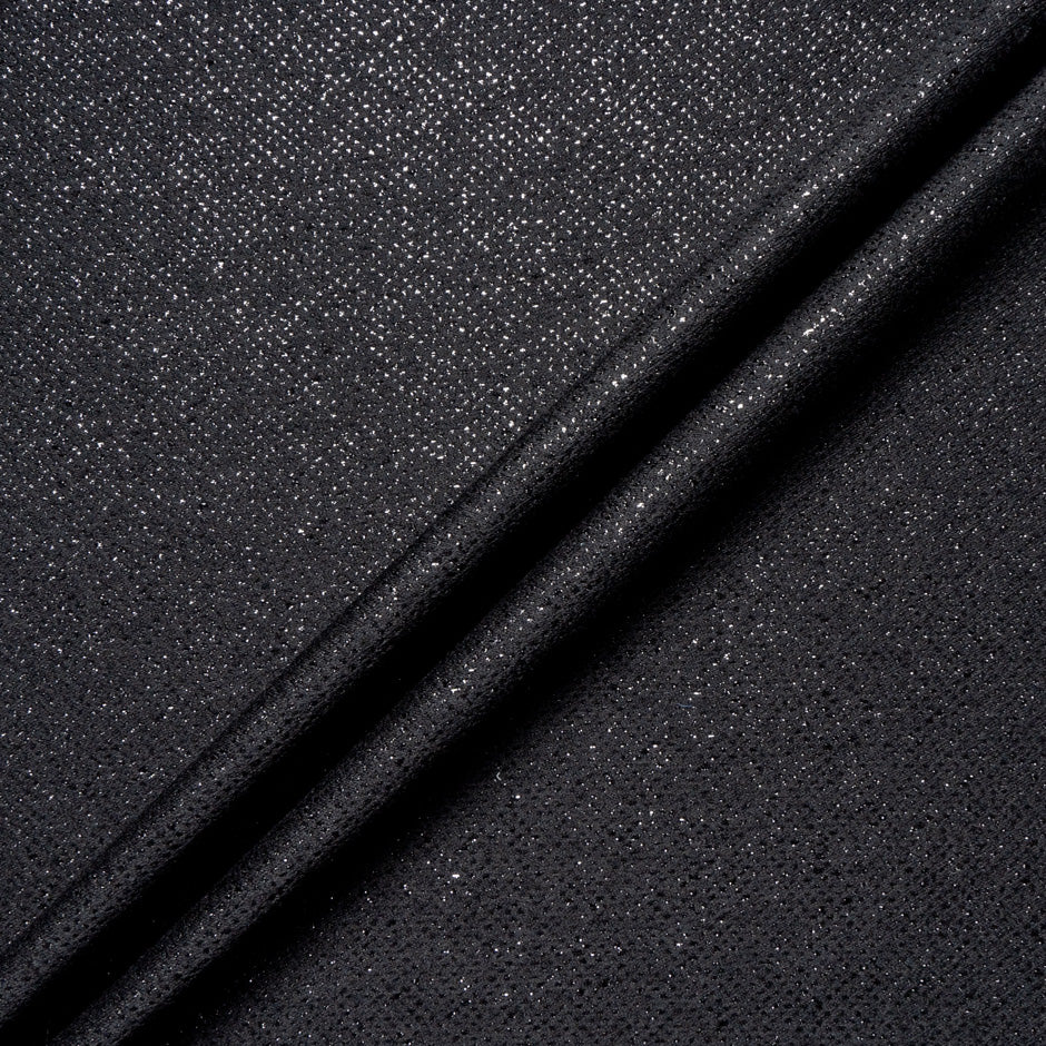 Black Metallic Spotted Jacquard Brocade