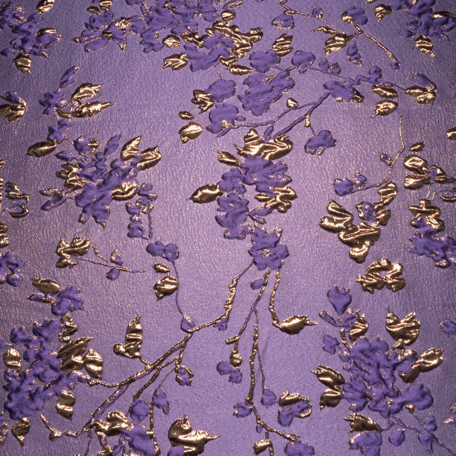 Purple & Bronze Metallic Floral Cloqué