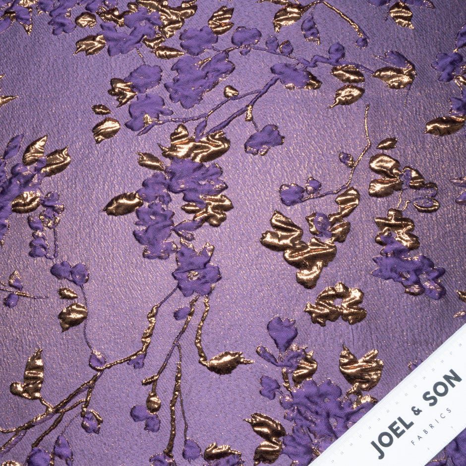 Purple & Bronze Metallic Floral Cloqué